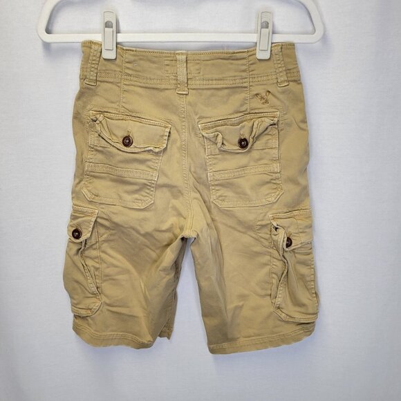 American Eagle Men's Size 26 Cargo Shorts Longer Length Tan Khaki - Picture 2 of 6